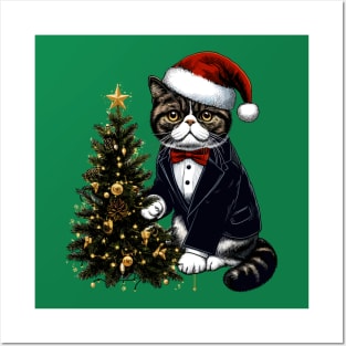 Exotic Shorthair Cat Christmas Posters and Art